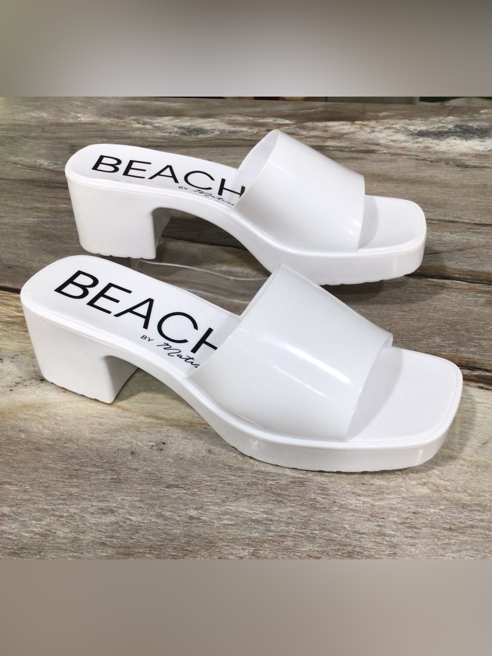 BEACH by Matisse Womens Wade White Block Heel Slip-On Jelly Sandal Size 8M - Picture 2 of 13